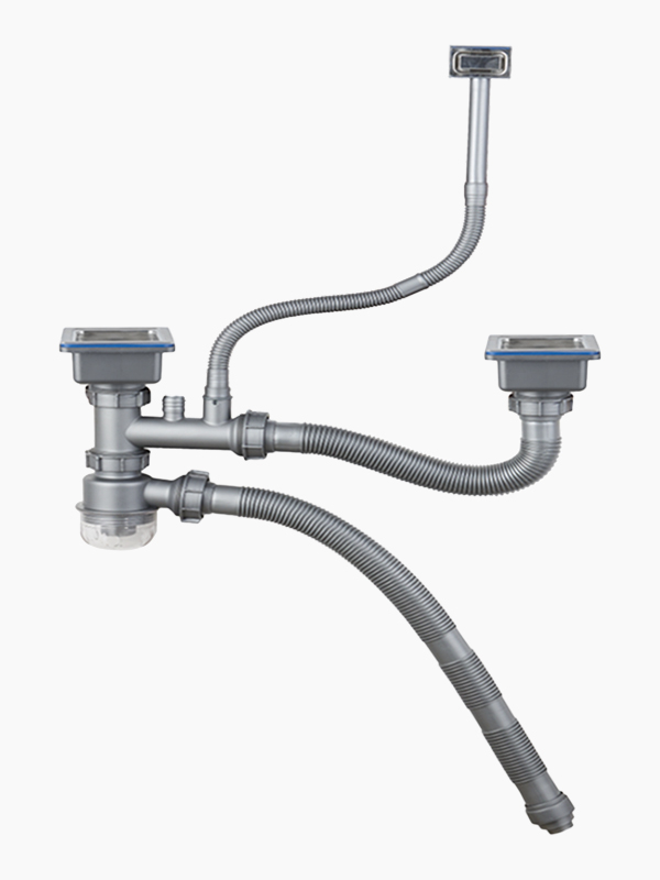 可连接净水器快速安装防臭防堵款50管双槽下水  方型下水头